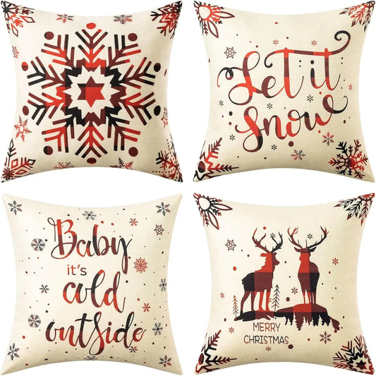 4 Pack  Winter Wonderland Pillow Covers for a Cozy Home 18x18